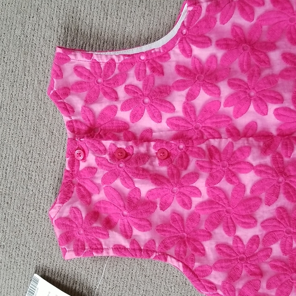 Lined Pink Floral Dress, Button Back - Picture 5 of 8